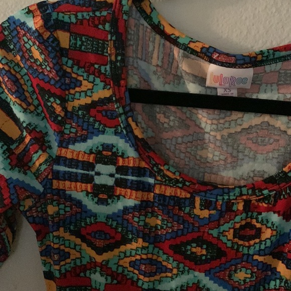 Red/Yellow Aztec Print LuLaRoe Nicole A-Line Dress - NWOT XS - Picture 2 of 8